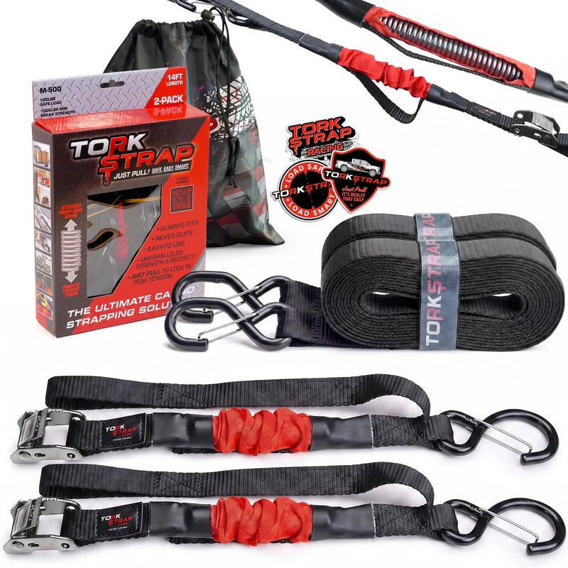 Tork Strap M-500 Spring Loaded Tie-Down Straps Pair